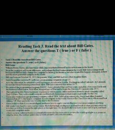 1)Bill was born in October 2)Bill started programming at the age 153)Bill Gates entered private scho