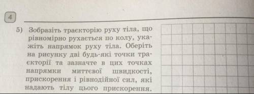 Зобразіть траєкторію руху тіла, що рівномірно рухається по колу, ука- жіть напрямок руху тіла. Обері