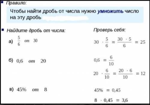 тема: нахождение дроби от числа​