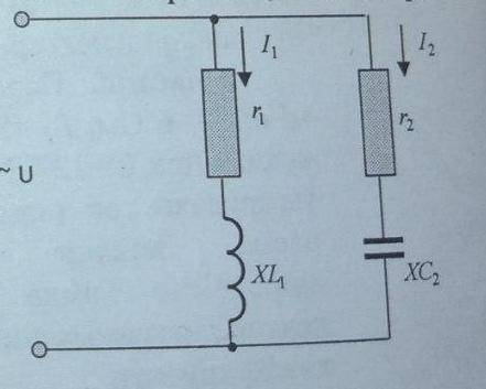 В сеть с переменным напряжением 300 В параллельно подключены сопротивления r1=30 Ом r2=9 Om XL=4 Om