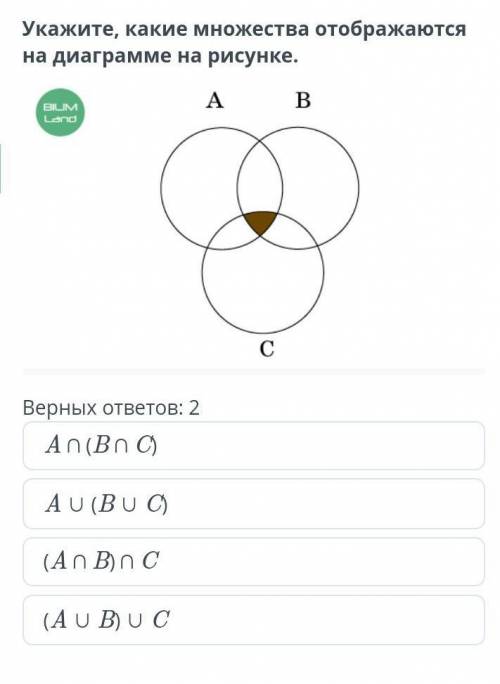 Укажите, какие множества отображаются на диаграмме на рисунке.​