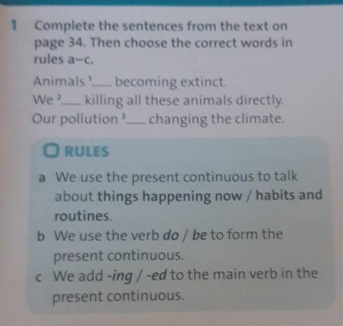 Complete the sentences from the text on page 34. Then choose the correct words inrules a-c.Animals?