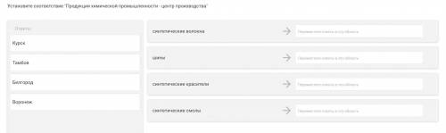 Установите соответствие Продукция химической промышленности - центр производства