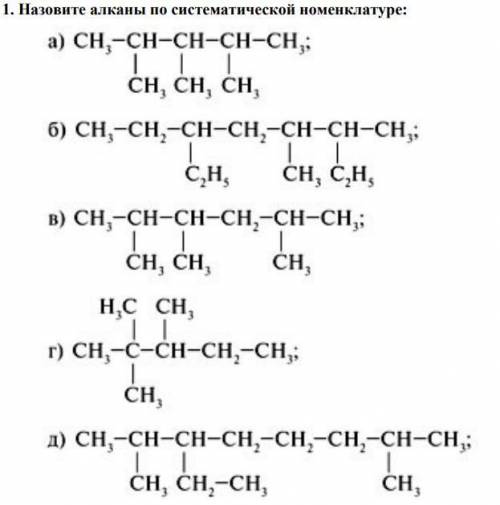 Назовите алканы по систематической номенклатуре