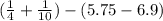 ( \frac{1}{4 } + \frac{1}{10} ) - (5.75 - 6.9)