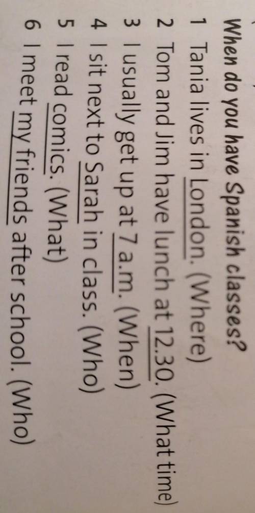 Write questions for the answers 1-6 with the words in brackets. ​