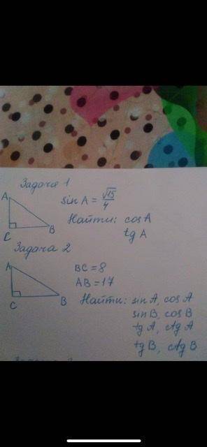 Bc=8 ab=17 найти sin a cos a tg a ctg a sin b cos b tg b ctg c