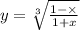 y = \sqrt[3]{ \frac{1 - \times }{1 + x} }