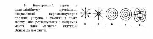 Електричний струм в прямолінійному провіднику направлений перпендикулярно площині рисунка і входить