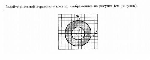 Задайте системой неравенств кольцо, изображенное на рисунке. (см. рисунок)​