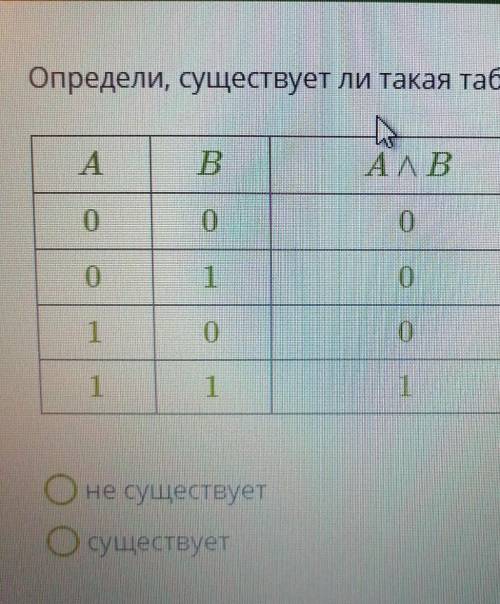 Определи существует ли такая таблица истинности, быстрее