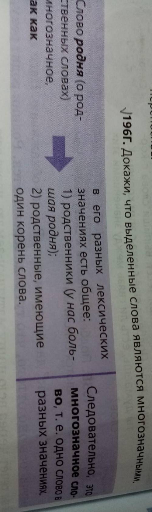 196Г. Докажи, что выделенные слова являются многозначными.