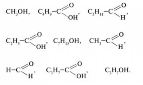 Распределите следующие вещества на три группы – спирты, альдегиды, карбоновые кислоты:​