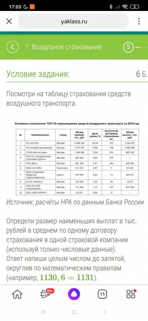 Таблица страхования средств воздушного транспорта. Определи размер выплат в тыс. рублей в среднем по