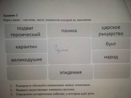 Перед вами - система, часть элементов которой не заполнена 1 Развёрнуто обоснуйте взаимосвязь между