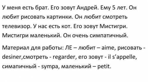 Надо с русского перевести на французский Снизу есть материал для работы ​