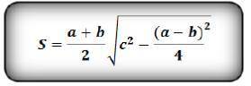 Постройте блок-схему алгоритма: Нахождения площади равнобедренной трапеции через стороны a, b, c