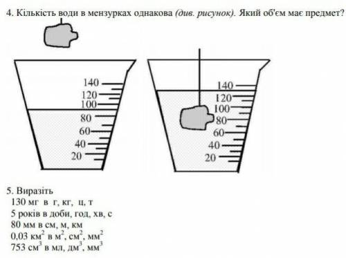 4.визначити об'єм предмета5. виразити​