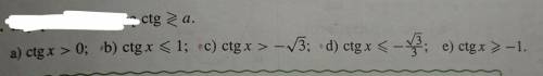 Умные люди с домашней работой.математика 11кл.Решите неравенства ctg(больше/меньше)a и начертите гра
