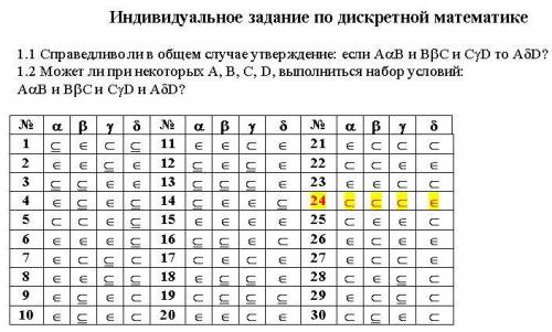 Дискретная математика, (еще 10 в следующих 3 заданиях) Индивидуальное задание, 8 заданий Надо выполн