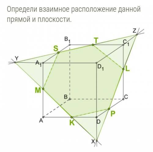 Здравствуйте Определи взаимное расположение данной прямой и плоскости.Прямая DD1 и плоскость (ABB1):