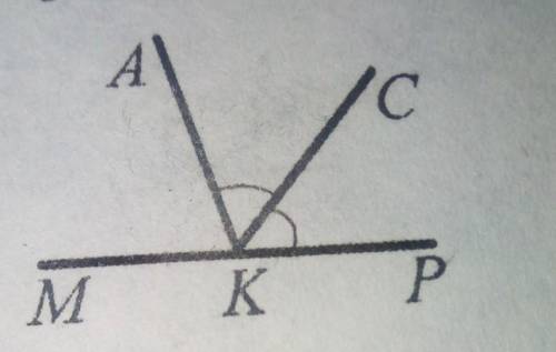 Промінь KC є бісектрисою кута AKPзображеного на рисунку <MKC=128градусів. Обчисліть градусну міру