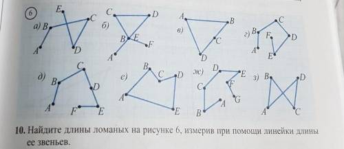 10. Найдите длины ломаных на рисунке 6, измерив при линейки длины ее звеньев ​