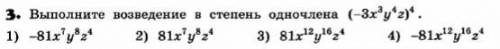 Выполните возведение в степень одночлена