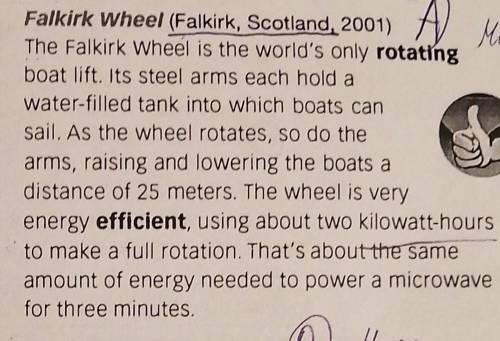 What does the Falkirk Wheel do? А) It moves boats from one place to another.b) It moves water using