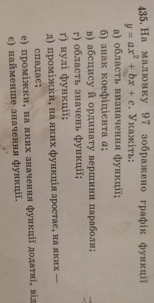 На малюнкк 97зображено графік функції y=ax²+bx+c укажіть ​