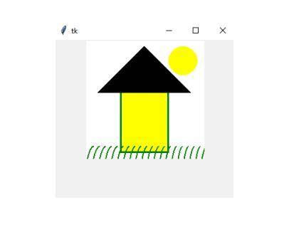 Создайте программу в Python, использую функцию Tk. Напишите код для создания изображений домика (к