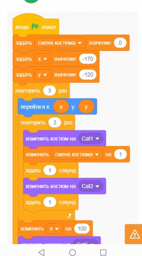 Какие числа приговаривает кот при выполнении програмного кода? ​