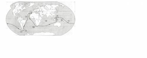 Проследите по карте путь экспедиции Фернана Магеллана и назовите географические объекты, обозначенны