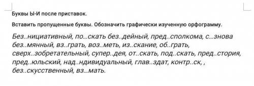 Добрый вечер. Все слова. Тема правописание Ы и И после приставки. Русский язык 6 класс.