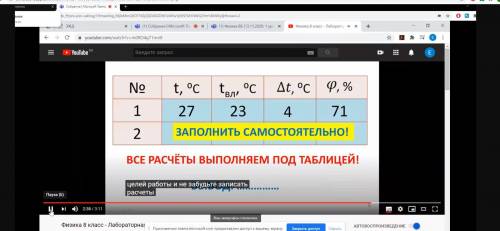 Физика лабороторная работа номер 3 измерение влажности воздуха. заполнить таблицу и написать вывод.