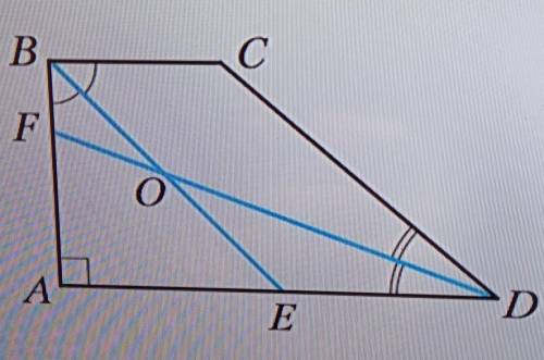 В прямоугольной трапеции ABCD (BC|| AD, ABLAD) известно, что ZADC = 40°, ВЕ —биссектриса угла ABC, D