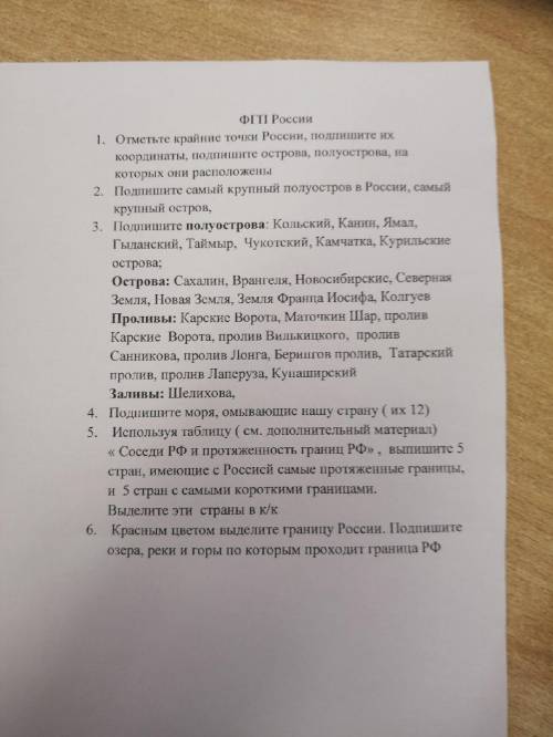 Выполнять задания нужно в контурной карте по географии за 8 класс учись быть первым, 1 страница Г