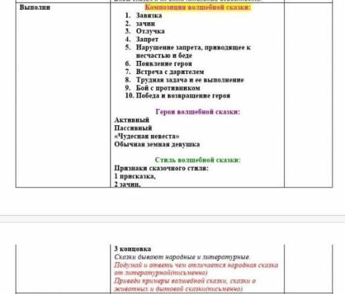 Выполни Композиция волшебной сказки: 1. Завязка2. зачин3. Отлучка4. Запрет5. Нарушение запрета, прив