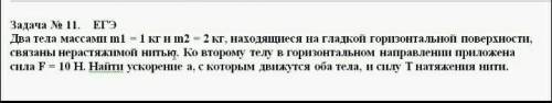 Два тела массами 1 кг и 2 кг находящиеся на гладкой горизонтальной поверхности связаны нерастяжимой