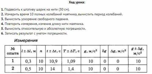 Лабораторная работа №2 Тема: Измерение ускорения свободного падения с математического маятникаЦель: