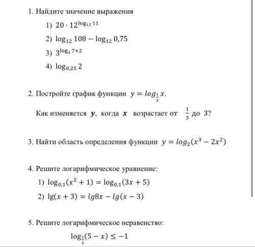 контрольная! тема «логарифмические функции»