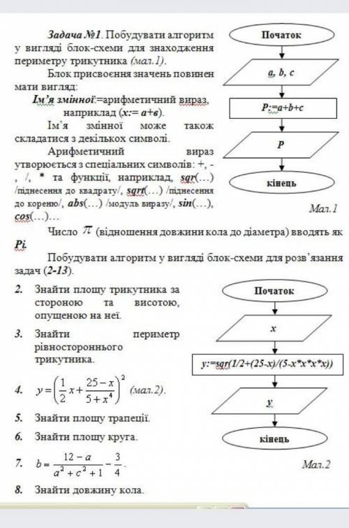 (побудувати алгоритм у вигляді блок-схеми для розв'язання задач 2-8) ​​Очень благодарна буду, тому к