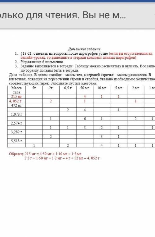 215мг=4×50+1×5+1×10 заполнить таблицу по физике​