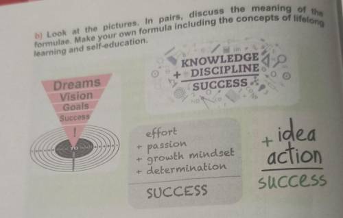 B) Look at the pictures. In pairs, discuss the meaning of the formulae. Make your own formula includ