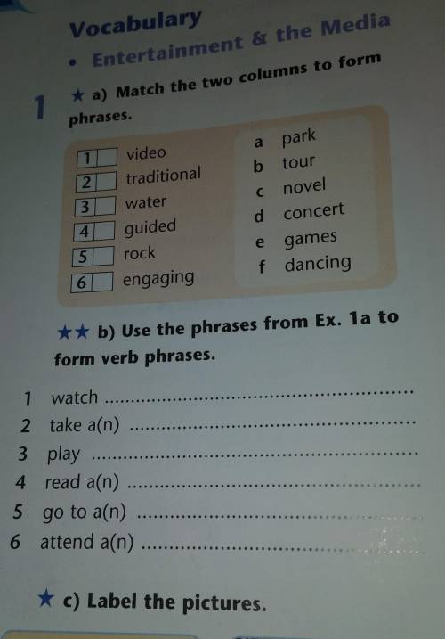 Match the two columns to form phrases. ​