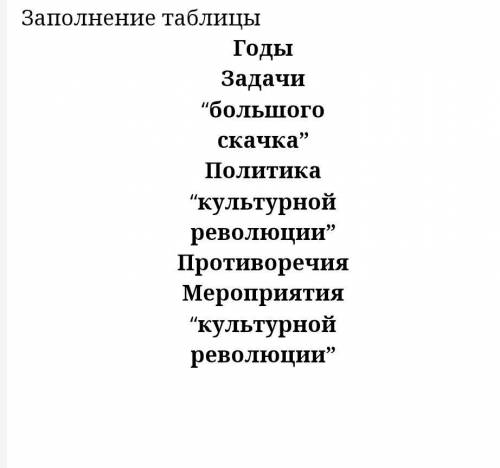 История мира 11 класс тема : Китай Гонконг Макао Задания и таблицы