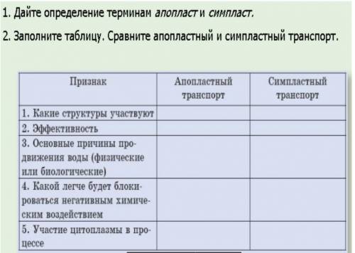 ответить на вопросы и заполнить таблицу.