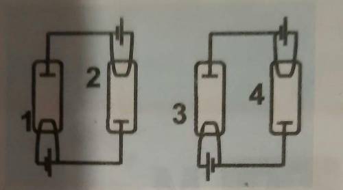 на рисунке представлены схемы двух электрических цепей с подключенными вакумными диодами.через какую