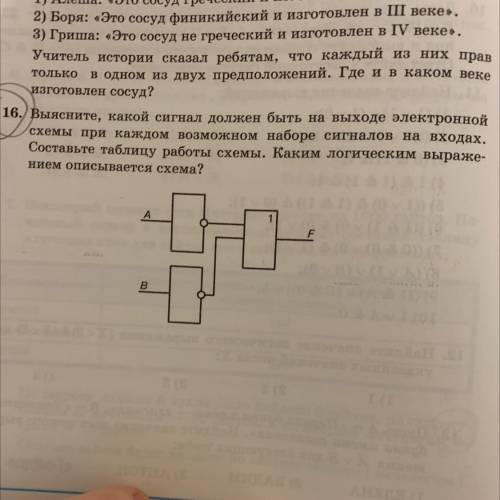 16. Выясните, какой сигнал должен быть на выходе электронной схемы при каждом возможном наборе сигна