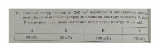 Физика на фото укр) Плоский контур площадью 250 см² находится в однородном магнитном поле. определит